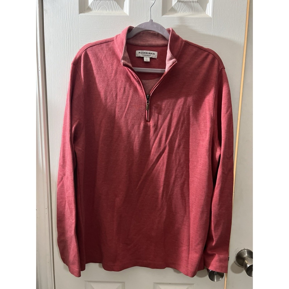 Mizzen + Main‎ 1/4 Zip Pullover Men's Large Red Soft Comfort Casual Preppy